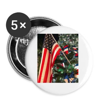 Arbre de Noël américain avec US - Lot de 5 grands badges (56 mm) - blanc - Devant