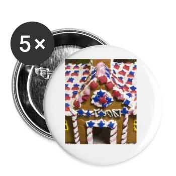 Amerikanisches Weihnachten Lebkuchenhaus Mit US - Buttons groß 56 mm (5er Pack) - Weiß - Vorne