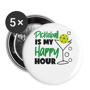 Pickleball Cocktail Pickleball Is - Buttons groß 56 mm (5er Pack) - Weiß - Vorne
