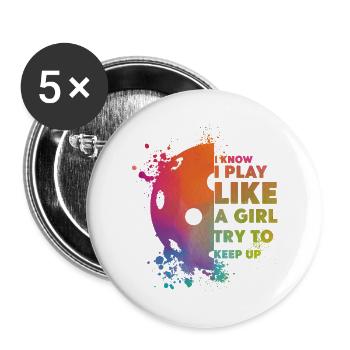 Pickleball Girl Ladies Watercolor - Buttons groß 56 mm (5er Pack) - Weiß - Vorne