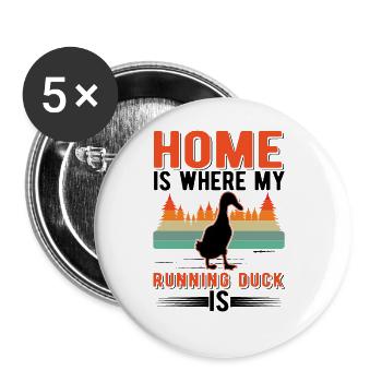 Home is where my Running Duck is Laufente - Buttons large 2.2''/56 mm (5-pack) - white - Front