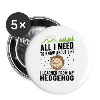 Hérisson Cadeau Stacheligel - Lot de 5 grands badges (56 mm) - blanc - Devant