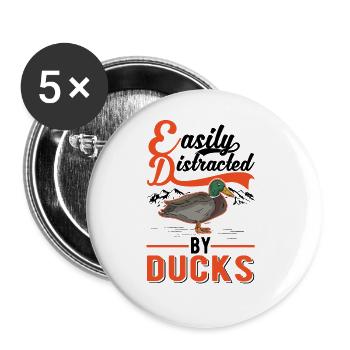 Easily distracted by Ducks duck breeder - Buttons large 2.2''/56 mm (5-pack) - white - Front