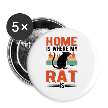 La maison est l’endroit où sont mes rats - Lot de 5 grands badges (56 mm) - blanc - Devant