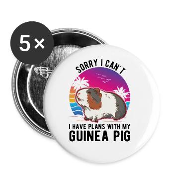 Guinea Pig Gift Guinea Pig - Buttons large 2.2''/56 mm (5-pack) - white - Front