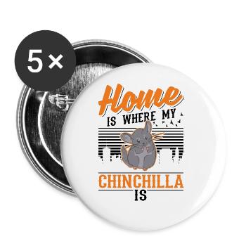 Maison où se trouve mon chinchilla - Lot de 5 grands badges (56 mm) - blanc - Devant
