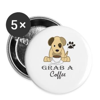 Grab A Coffee - Buttons groß 56 mm (5er Pack) - Weiß - Vorne