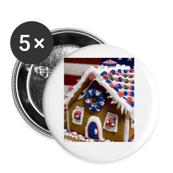 Amerikanisches Weihnachten Lebkuchenhaus Mit US - Buttons groß 56 mm (5er Pack) - Weiß - Vorne