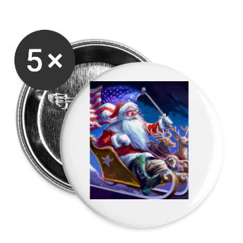 Amerikanisches Weihnachten Weihnachtsmann Mit - Buttons groß 56 mm (5er Pack) - Weiß - Vorne