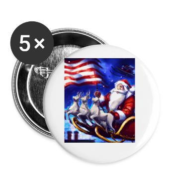American Christmas Santa Claus with - Buttons large 2.2''/56 mm (5-pack) - white - Front