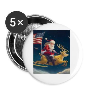 Amerikanisches Weihnachten Weihnachtsmann Mit - Buttons groß 56 mm (5er Pack) - Weiß - Vorne