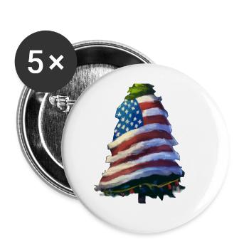 Arbre de Noël américain avec US - Lot de 5 grands badges (56 mm) - blanc - Devant
