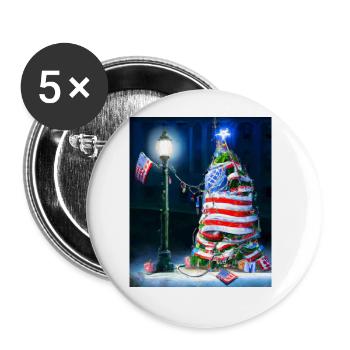 American Christmas Christmas Tree with US - Buttons large 2.2''/56 mm (5-pack) - white - Front