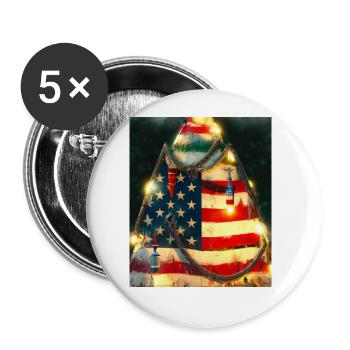 American Christmas Christmas Tree with US - Buttons large 2.2''/56 mm (5-pack) - white - Front