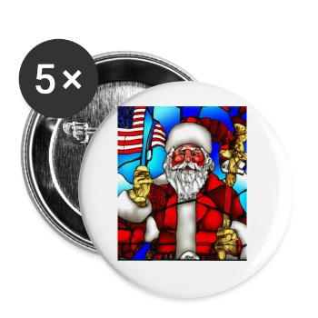 Amerikanisches Weihnachten Weihnachtsmann - Buttons groß 56 mm (5er Pack) - Weiß - Vorne