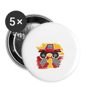 1er anniversaire - Lot de 5 grands badges (56 mm) - blanc - Devant