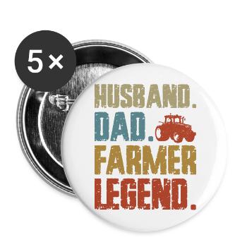 Farming Farmer Dad Father Vintage - Buttons large 2.2''/56 mm (5-pack) - white - Front
