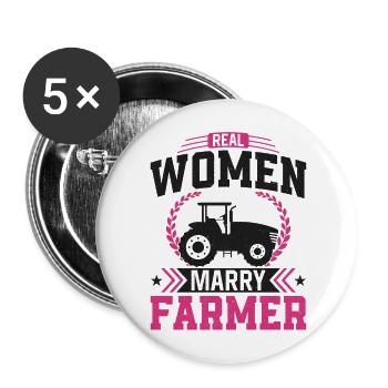 Agriculteur Agriculteur Mari Femme - Lot de 5 grands badges (56 mm) - blanc - Devant