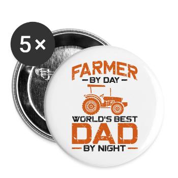 Farming Farmer Dad Father Vintage - Buttons large 2.2''/56 mm (5-pack) - white - Front