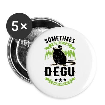Degu Besitzer Strauchratte Walddegu - Buttons groß 56 mm (5er Pack) - Weiß - Vorne