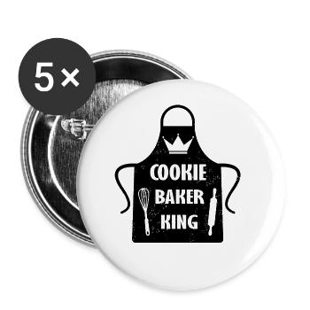 Cookie Baker King Chef Christmas Crown Roller - Buttons large 2.2''/56 mm (5-pack) - white - Front