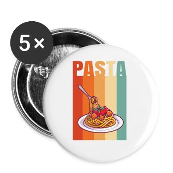 Retro Nudeln - Buttons groß 56 mm (5er Pack) - Weiß - Vorne