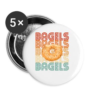 Bagel Bagels Geschenk - Buttons groß 56 mm (5er Pack) - Weiß - Vorne