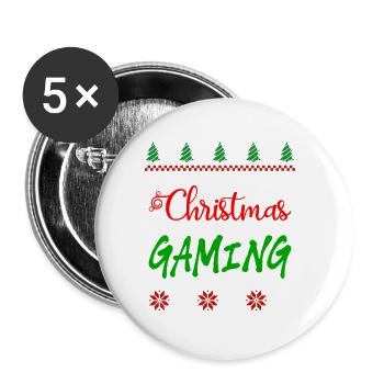 Most Likely To Miss Christmas While Gaming 4 - Buttons groß 56 mm (5er Pack) - Weiß - Vorne
