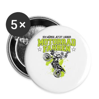 Ich würde Jetzt Lieber Motorrad fahren - Buttons groß 56 mm (5er Pack) - Weiß - Vorne