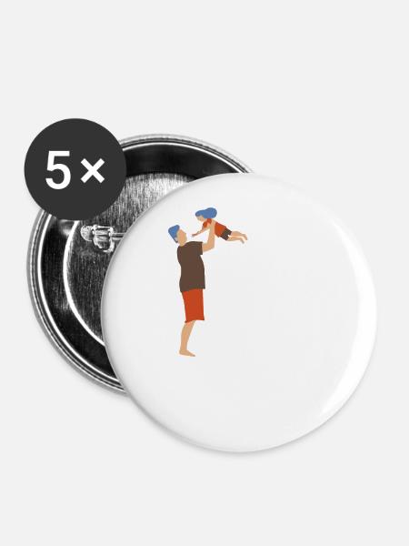 Vater und Tochter - Buttons groß 56 mm (5er Pack) - Weiß
