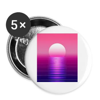 Vaporwave Sun Synthwave Sunset - Buttons large 2.2''/56 mm (5-pack) - white - Front