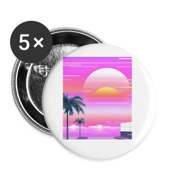 Vaporwave Sun Synthwave Sunset Palms - Buttons large 2.2''/56 mm (5-pack) - white - Front