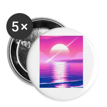 Vaporwave Sun Synthwave Sunset - Buttons large 2.2''/56 mm (5-pack) - white - Front