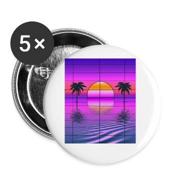 Vaporwave Sun Synthwave Sunset Palms - Buttons large 2.2''/56 mm (5-pack) - white - Front