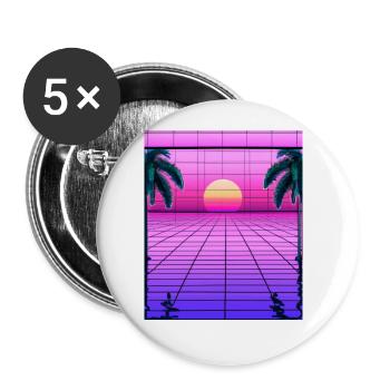 Vaporwave Sun Synthwave Sunset Palms - Buttons large 2.2''/56 mm (5-pack) - white - Front