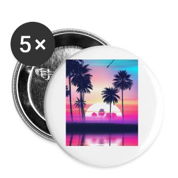 Vaporwave Sun Synthwave Sunset Palms - Buttons large 2.2''/56 mm (5-pack) - white - Front