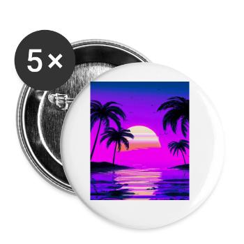 Vaporwave Sun Synthwave Sunset Palms - Buttons large 2.2''/56 mm (5-pack) - white - Front