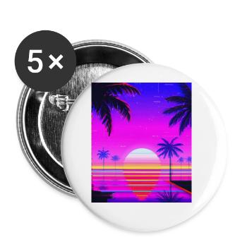 Vaporwave Sun Synthwave Sunset Palms - Buttons large 2.2''/56 mm (5-pack) - white - Front