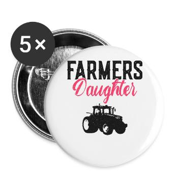 Farming Farmer Daughter Vintage - Buttons groß 56 mm (5er Pack) - Weiß - Vorne