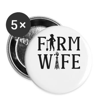 Farming Farmer Wife Farm Wife - Buttons large 2.2''/56 mm (5-pack) - white - Front