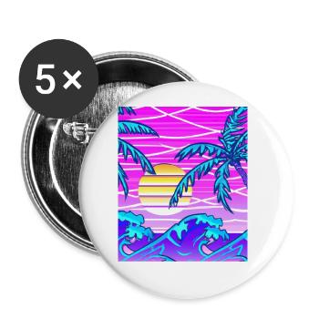 Synthwave Sun Hawaii Vaporwave Aesthetic - Buttons large 2.2''/56 mm (5-pack) - white - Front