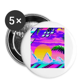 Synthwave Sun Hawaii Vaporwave Aesthetic - Buttons large 2.2''/56 mm (5-pack) - white - Front