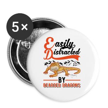 Facilement distrait par Bearded Dragons Bartagame - Lot de 5 grands badges (56 mm) - blanc - Devant