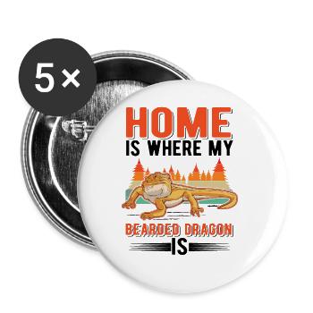 La maison est l’endroit où sont mes dragons barbus - Lot de 5 grands badges (56 mm) - blanc - Devant