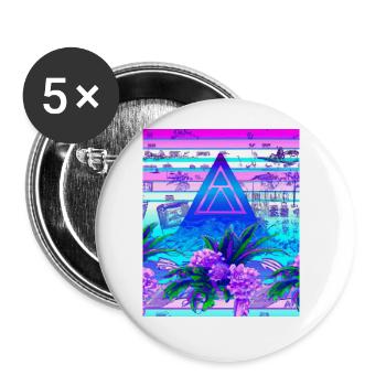 Synthwave Sun Hawaii Vaporwave Aesthetic - Buttons large 2.2''/56 mm (5-pack) - white - Front