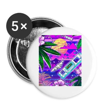 Synthwave Sun Hawaii Vaporwave Esthétique - Lot de 5 grands badges (56 mm) - blanc - Devant