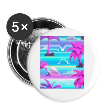 Synthwave Sun Hawaii Vaporwave Aesthetic - Buttons large 2.2''/56 mm (5-pack) - white - Front