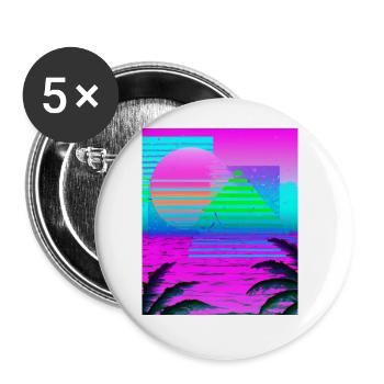Synthwave Sun Hawaii Vaporwave Aesthetic - Buttons large 2.2''/56 mm (5-pack) - white - Front
