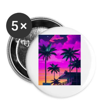 Synthwave Sun Hawaii Vaporwave Aesthetic - Buttons large 2.2''/56 mm (5-pack) - white - Front