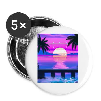 Synthwave Sun Hawaii Vaporwave Aesthetic - Buttons large 2.2''/56 mm (5-pack) - white - Front